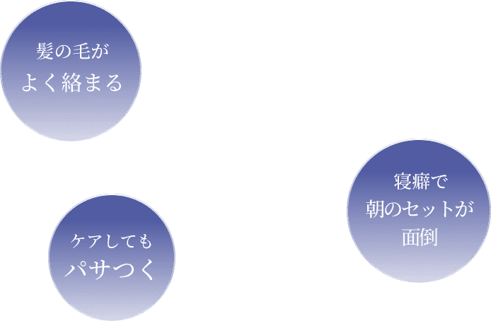 髪の毛がよく絡まる 寝癖で朝のセットが面倒 ケアしてもパサつく